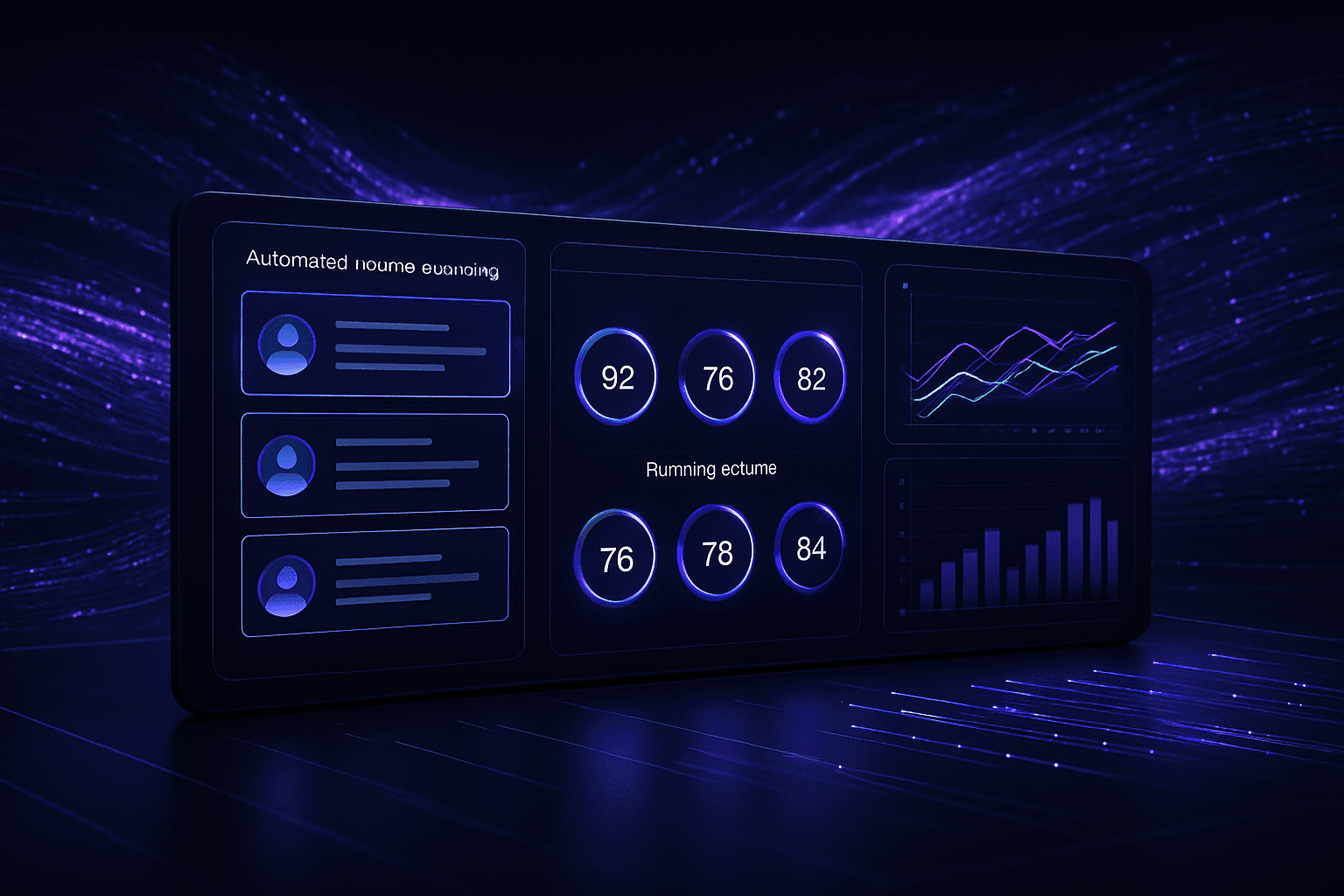 AI-powered recruiting dashboard showing automated resume screening and candidate analytics